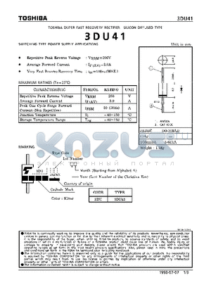 3DU41 datasheet - SILICON DIFFUSED TYPE (SWITCHING TYPE POWER SUPPLY APPLICATIONS)