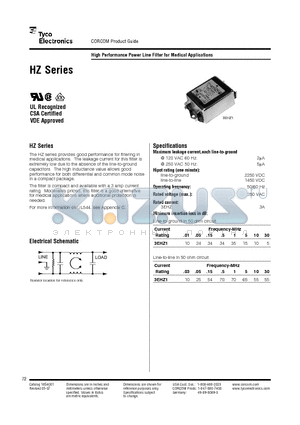 3EHZ1 datasheet - High Performance Power Line Filter for Medical Applications