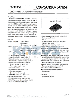 CXP50120 datasheet - CMOS 4-BIT 1 CHIP MICROCOMPUTER