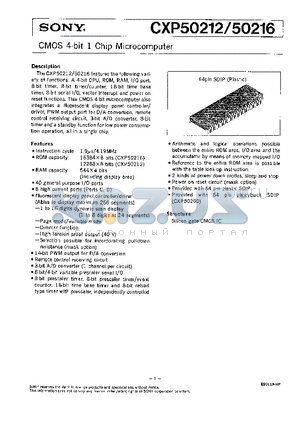 CXP50216 datasheet - CMOS 4-BIT 1 CHIP MICROCOMPUTER