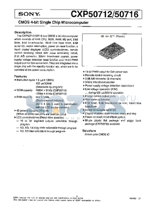 CXP50712 datasheet - CMOS 4-BIT SINGLE CHIP MICROCOMPUTER
