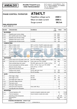 AT847LT datasheet - PHASE CONTROL THYRISTOR