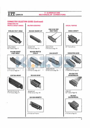 030-1952-000 datasheet - D SUBMINIATURE RECTANGULAR CONNECTORS