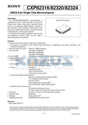 CXP82316 datasheet - CMOS 8-bit Single Chip Microcomputer