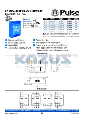 030-6872-0 datasheet - LAMINATED TRANSFORMERS