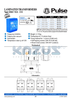 030-7013-0 datasheet - LAMINATED TRANSFORMERS