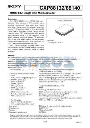 CXP88132 datasheet - CMOS 8-bit Single Chip Microcomputer