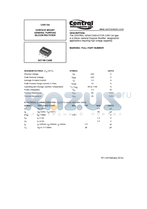 CXR1-04_10 datasheet - SURFACE MOUNT GENERAL PURPOSE SILICON RECTIFIER