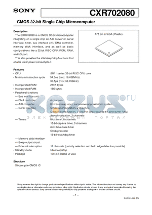 CXR702080 datasheet - CMOS 32-bit Single Chip Microcomputer