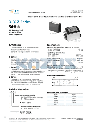 3EX1 datasheet - Chassis or PC Board Mountable Power Line Filters for Emission Control