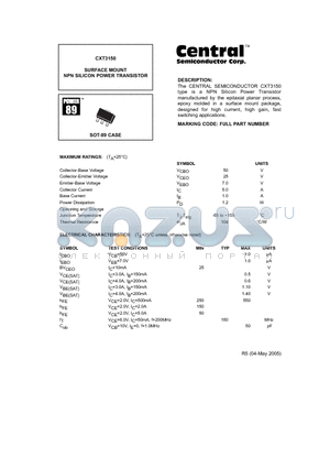 CXT3150 datasheet - SURFACE MOUNT NPN SILICON POWER TRANSISTOR