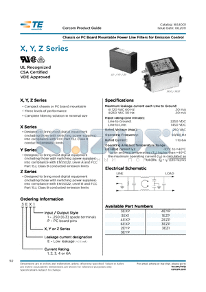 3EYP datasheet - Chassis or PC Board Mountable Power Line Filters for Emission Control