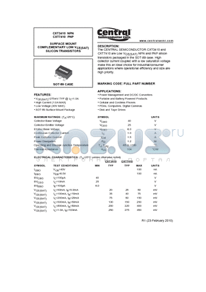 CXT7410 datasheet - SURFACE MOUNT COMPLEMENTARY LOW VCE(SAT) SILICON TRANSISTORS