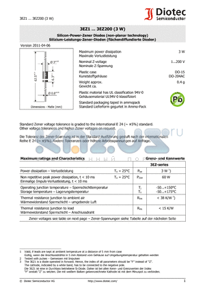 3EZ16 datasheet - Silicon-Power-Zener Diodes (non-planar technology)