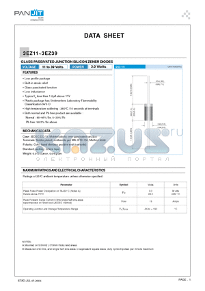 3EZ28 datasheet - GLASS PASSIVATED JUNCTION SILICON ZENER DIODES