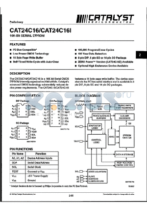 CAT24C16 datasheet - 16K-Bit SERIAL E2PROM