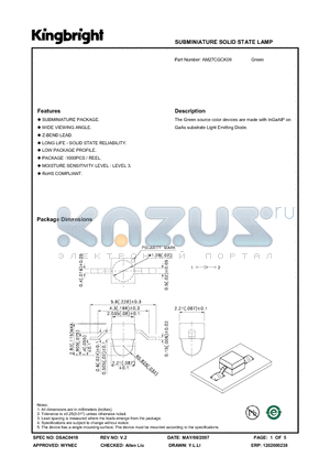 AM27CGCK09 datasheet - SUBMINIATURE SOLID STATE LAMP