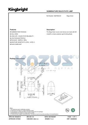 AM27MGC03 datasheet - SUBMINIATURE SOLID STATE LAMP