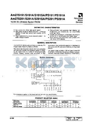 AM27PS191 datasheet - 16,384-BIT (2048 x 8) BIPOLAR PROM