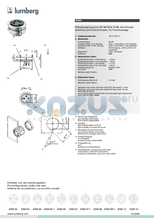 030408-1 datasheet - Rundsteckverbinder mit Schraubverschluss nach IEC 60130-9 und AISG-Spezifikation, IP 68