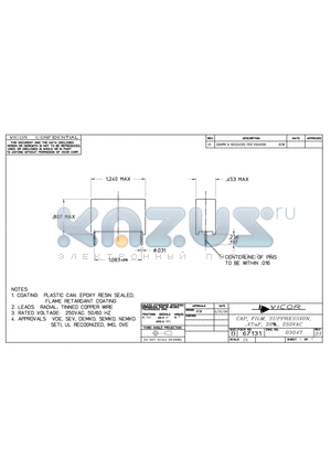 03047-01 datasheet - CAP,FILM, SUPPRESSION, .47uF, 20%, 250VAC