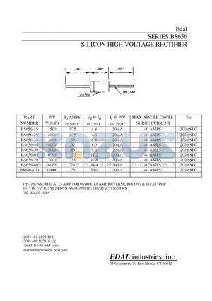 BS656-70 datasheet - SILICON HIGH VOLTAGE RECTIFIER