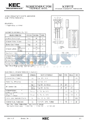 B772 datasheet - EPITAXIAL PLANAR NPN TRANSISTOR (AUDIO FREQUENCY  POWER AMPLIFIER LOW SPEED SWITCHING)