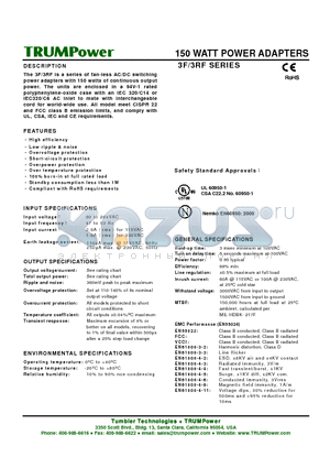 3F-12-150 datasheet - 150 WATT POWER ADAPTERS