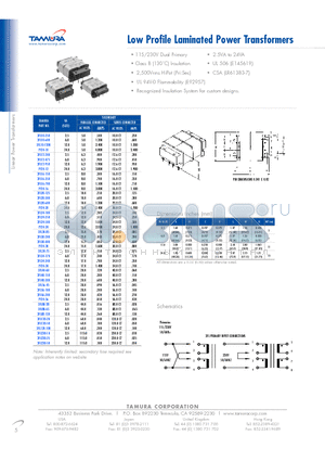 3FL12-950 datasheet - Low Profile Laminated Power Transformers