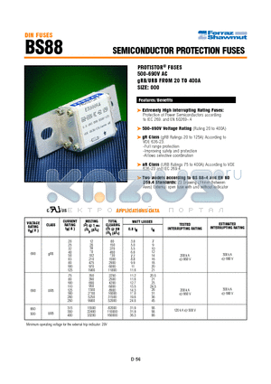 BS88 datasheet - SEMICONDUCTOR PROTECTION FUSES