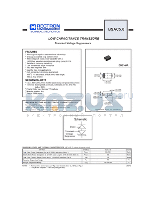 BSAC5.0 datasheet - LOW CAPACITANCE TRANSZORB Transient Voltage Suppressors