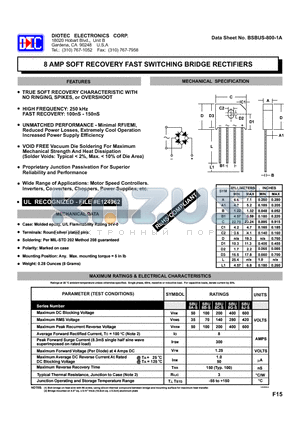 BSBUS-800-1A datasheet - 8 AMP SOFT RECOVERY FAST SWITCHING BRIDGE RECTIFIERS