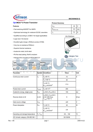 BSC059N03SG datasheet - OptiMOS2 Power-Transistor