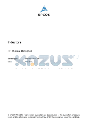 B78108S1105J datasheet - Inductors RF chokes, BC series