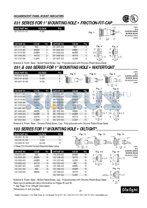 031-0432-300 datasheet - 031 SERIES FOR 1 MOUNTING HOLE  FRICTION-FIT-CAP
