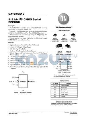 CAT24C512 datasheet - 512 kb I2C CMOS Serial EEPROM 128Byte Page Write Buffer