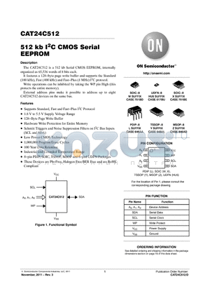 CAT24C512_1111 datasheet - 512 kb I2C CMOS Serial EEPROM