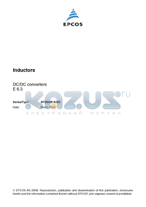 B78304BA003 datasheet - Inductors DC/DC converters E 6.3