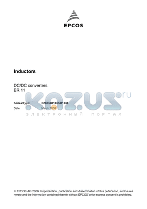 B78334B1033A003 datasheet - Inductors DC/DC converters ER 11