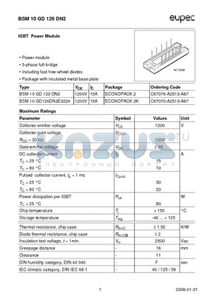 BSM10GD120DN2 datasheet - Power module