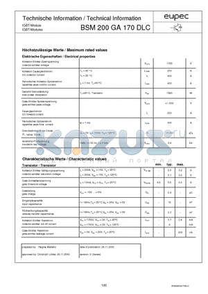 BSM200GA170DLC datasheet - IGBT-Modules