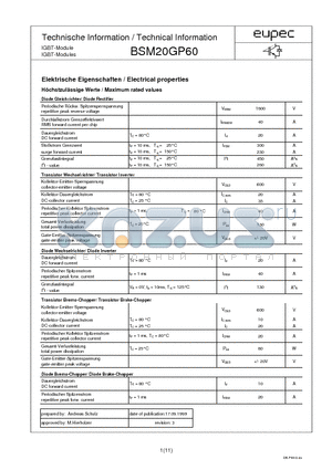 BSM20GP60 datasheet - IGBT-Modules