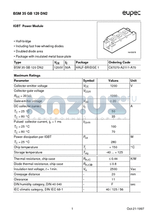 BSM35GB120DN2 datasheet - IGBT Power Module