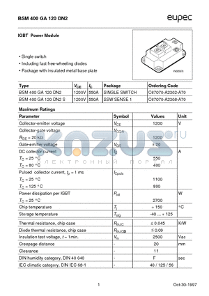 BSM400GA120DN2 datasheet - IGBT Power Module