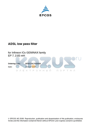 B78417A1744A003 datasheet - ADSL low pass filter