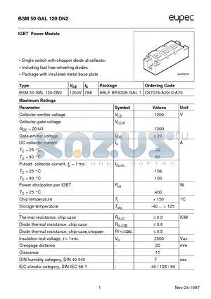 BSM50GAL120DN2 datasheet - IGBT Power Module