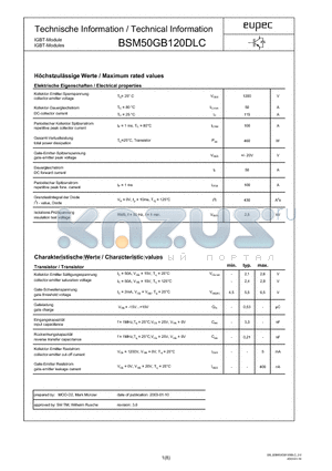 BSM50GB120DLC datasheet - IGBT-Modules