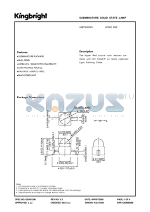 AM27SURC03 datasheet - SUBMINIATURE SOLID STATE LAMP