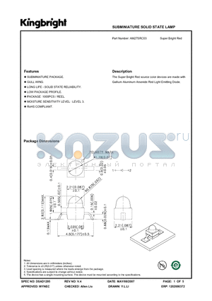 AM27SRC03 datasheet - SUBMINIATURE SOLID STATE LAMP