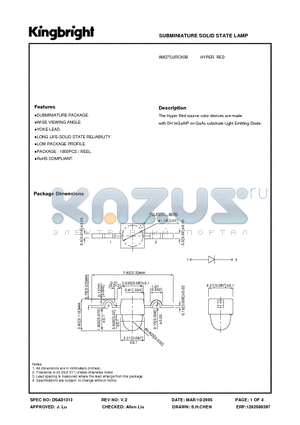 AM27SURCK08 datasheet - SUBMINIATURE SOLID STATE LAMP